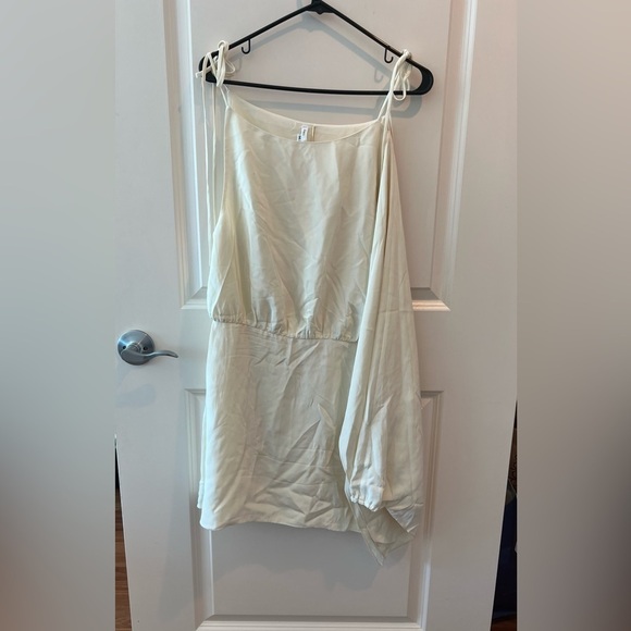 Alexis Wesley One-Shoulder Silk Mini Dress  Cream - Picture 2 of 16